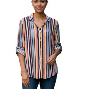 Velvet Heart Multi-color Striped Hi-Low Big Shirt Size XS